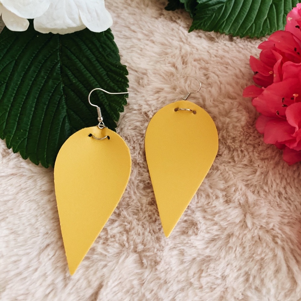 Yellow Faux Leather Earrings